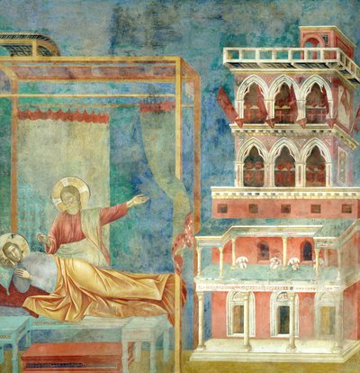 St. Franciscus droomt van een paleis vol wapens, 1297-99 door Giotto di Bondone
